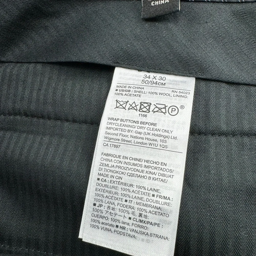 Banana Republic Gray Check Marzotto Wool Flat‎ Front Slim Fit Dress Pants 34X29